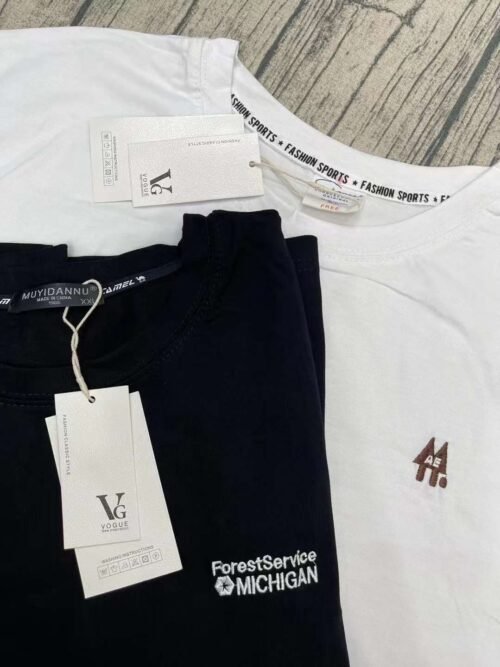 Factory Wholesale Stock Ready Made Garments Heavy embroidered short sleeve T-shirt - Image 6