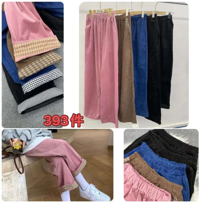 Leisure corduroy elastic waist all-match thin broad leg pants - Tradedubai.ae Wholesale B2B Market