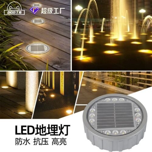 Xiuben Outdoor LED round solar underground light 8w square garden lawn embedded underground light aluminum road stud light