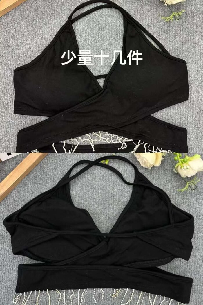 Versatile short T-shirt for hot girls showing off their navel sexy black halter neck top - Tradedubai.ae Wholesale B2B Market