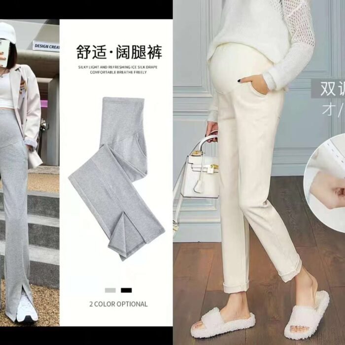 belly-supporting double-adjustable maternity pants with styles including denim straight-leg corduroy wide-leg and ankle-warming trousers4 - Tradedubai.ae Wholesale B2B Market