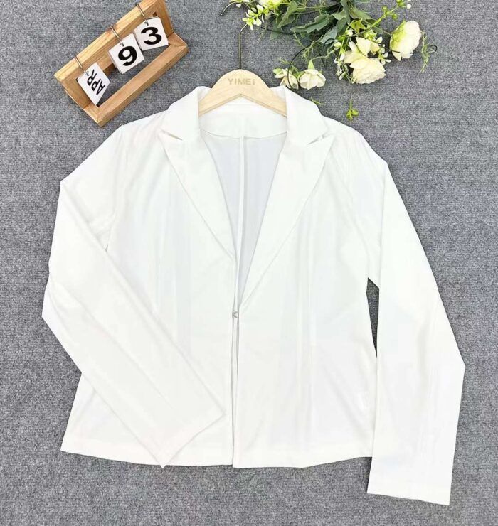 spring and summer new pure white versatile and fashionable slim long-sleeved blazers