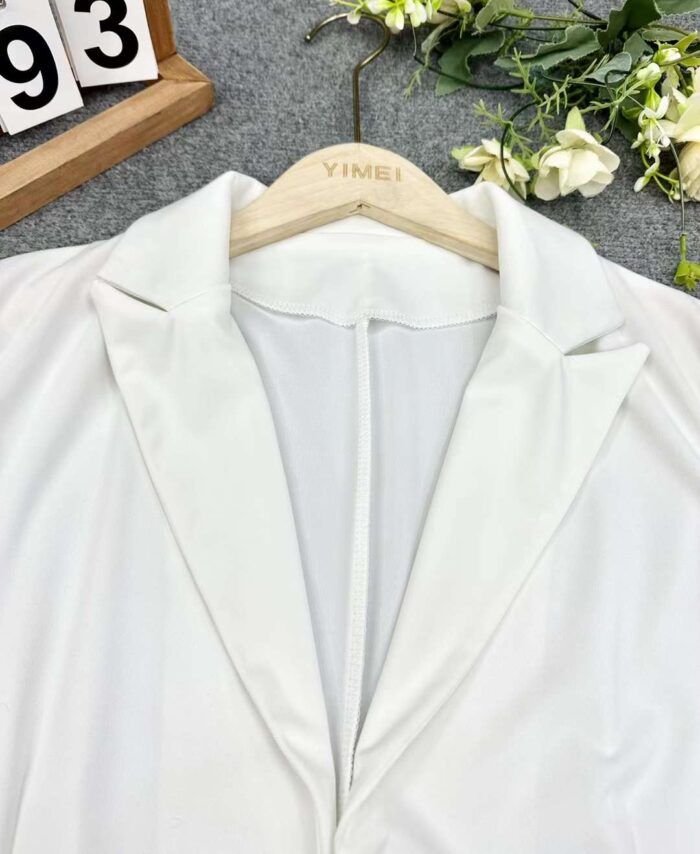 spring and summer new pure white versatile and fashionable slim long-sleeved blazers1