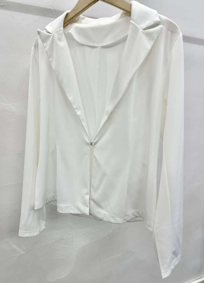 spring and summer new pure white versatile and fashionable slim long-sleeved blazers2