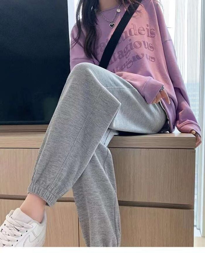 waffle cotton drawstring casual sweatpants with elastic waist3 - Tradedubai.ae Wholesale B2B Market