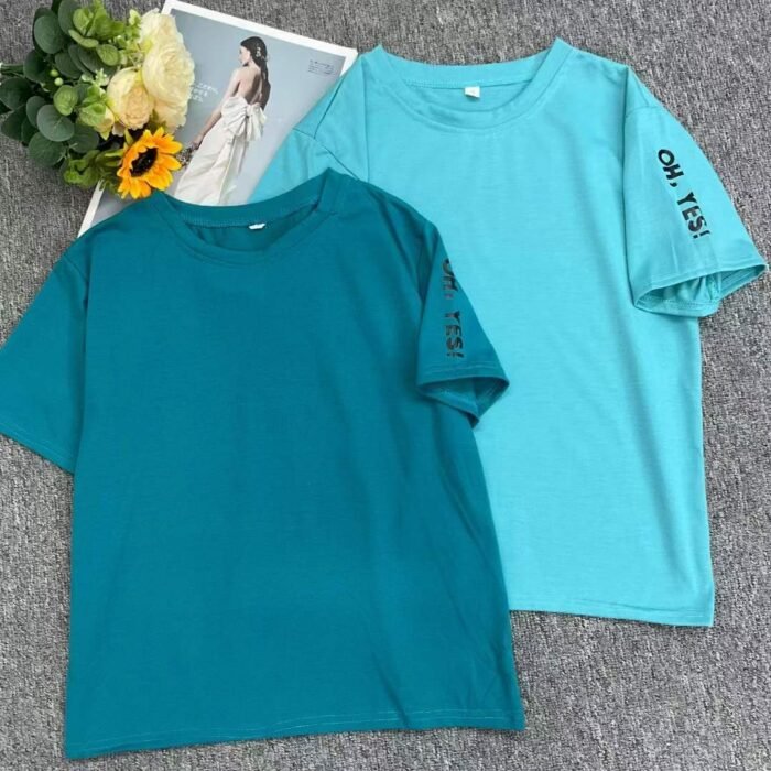 2024 new summer style pure cotton loose-fitting high-waisted round-neck high-short T-shirt - Tradedubai.ae Wholesale B2B Market