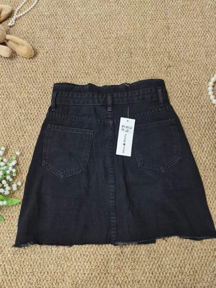 Black irregular denim skirt raw edge A-line skirt - Tradedubai.ae Wholesale B2B Market