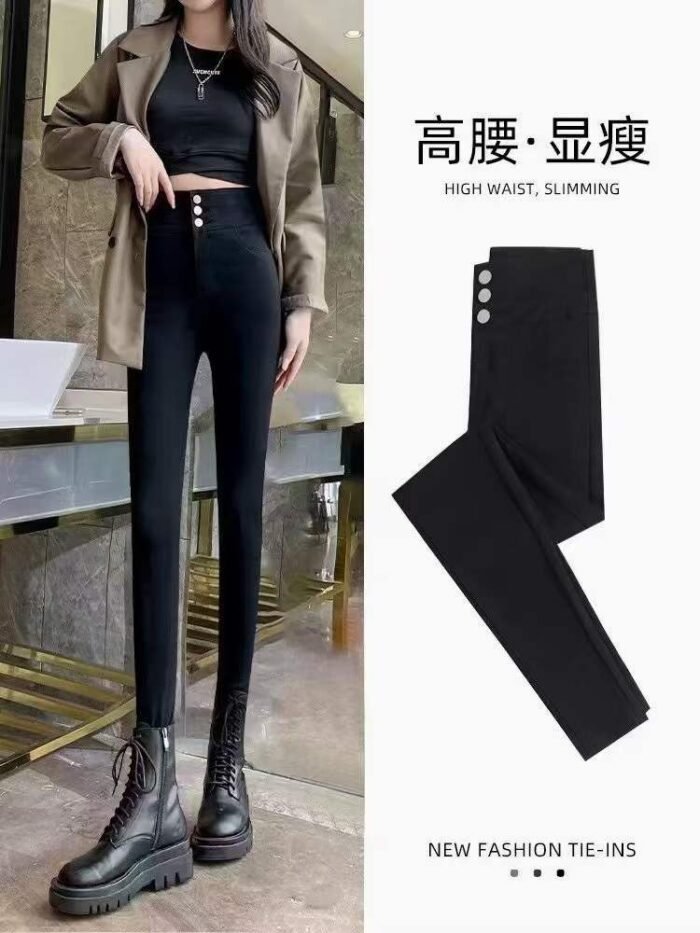 Black slimming pencil magic pants with small feet high elastic pencil pants 6 - Tradedubai.ae Wholesale B2B Market
