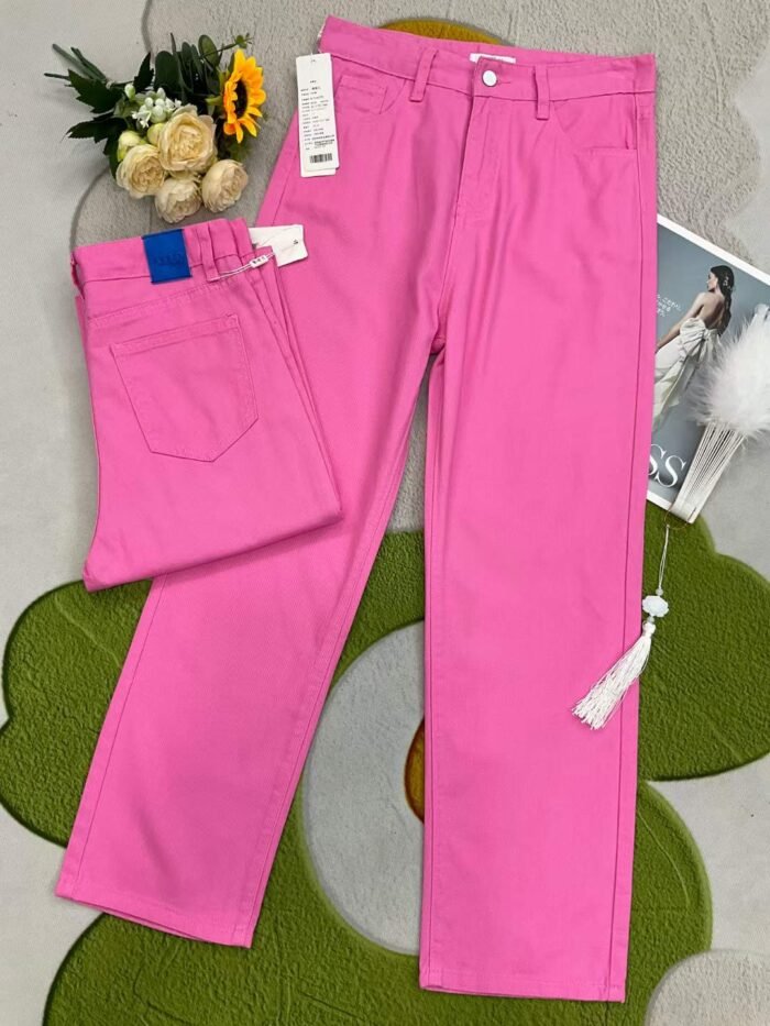 Candy-colored wide-leg pants for women high-waisted loose and slimming colorful straight-leg denim trousers - Tradedubai.ae Wholesale B2B Market