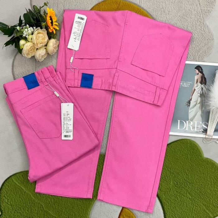 Candy-colored wide-leg pants for women high-waisted loose and slimming colorful straight-leg denim trousers - Tradedubai.ae Wholesale B2B Market