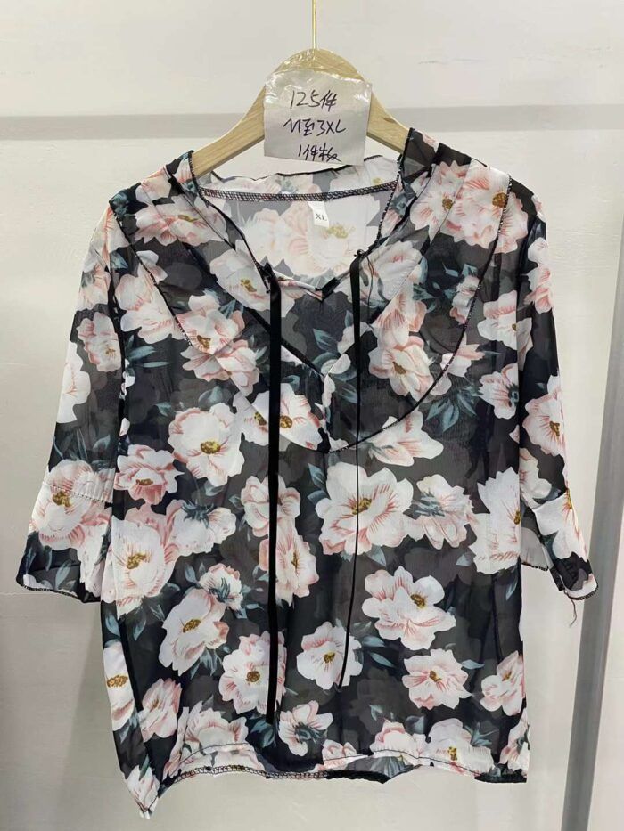 Chiffon top two-piece set floral bow bell sleeves matching tube top - Tradedubai.ae Wholesale B2B Market