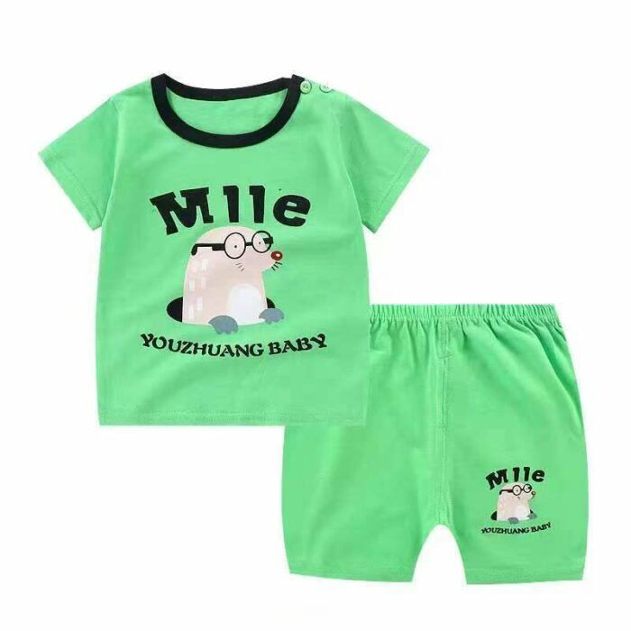 Childrens short-sleeved suits summer pure cotton 2024 new models for boys and girls