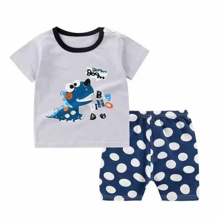 Childrens short-sleeved suits summer pure cotton 2024 new models for boys and girls