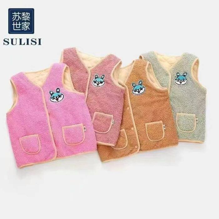 Childrens vest for small and medium-sized boys and girls autumn and winter Teddy velvet plus cotton warm vest - Tradedubai.ae Wholesale B2B Market