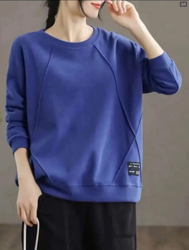 Cotton Korean style loose large size spring and autumn round neck pullover sweatshirt for women - Tradedubai.ae Wholesale B2B Market
