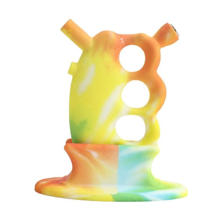 Custom Logo Colorful Knuckle Silicone Bubbler Weed pipe Waterpipe 5 inch Knuckle Silicone Hand Pipe with Base3