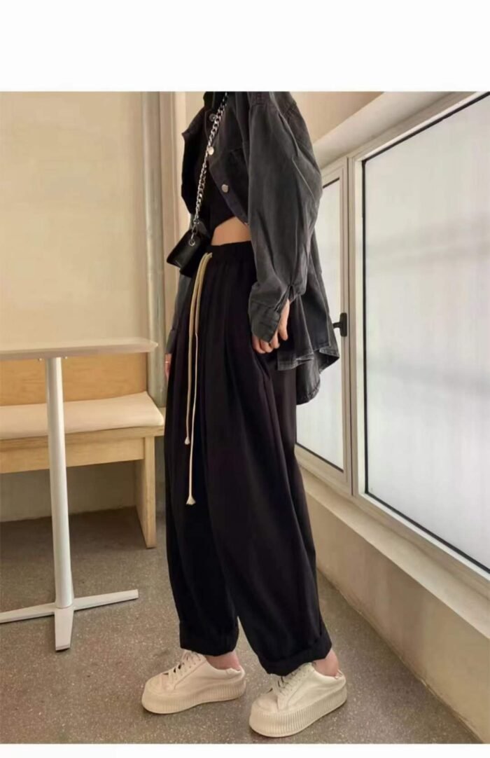 Dark overalls for women in summer and autumn high-waisted enzyme-washed cotton Japanese loose lantern radish pants - Tradedubai.ae Wholesale B2B Market