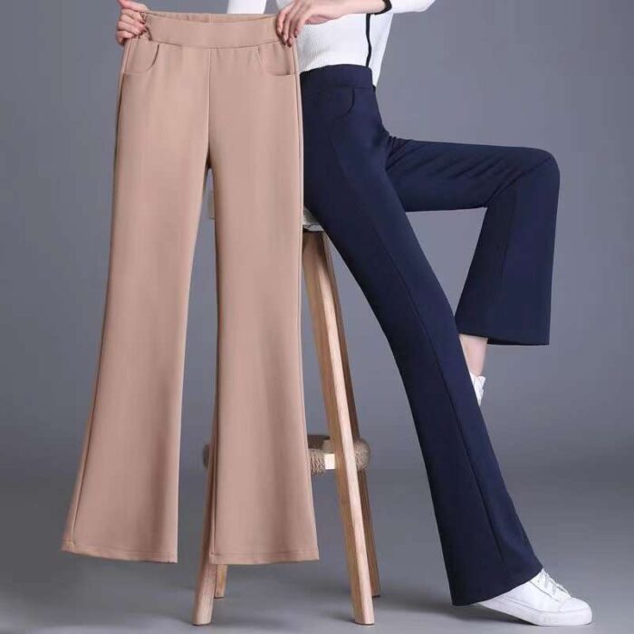 European style womens washed cotton trousers with micro-flare and high elasticity1 - Tradedubai.ae Wholesale B2B Market