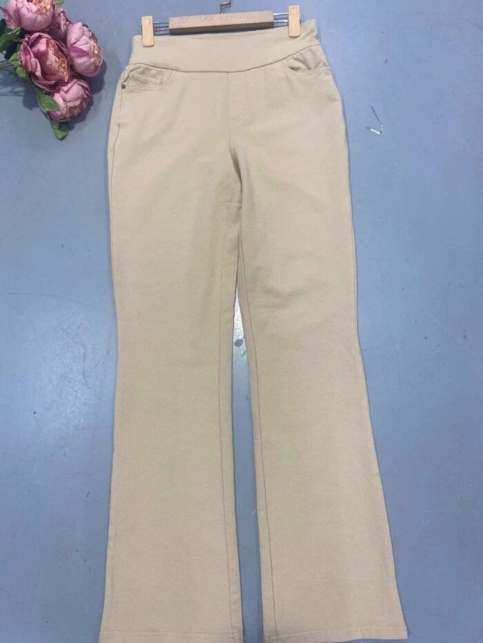 European style womens washed cotton trousers with micro-flare and high elasticity1 - Tradedubai.ae Wholesale B2B Market