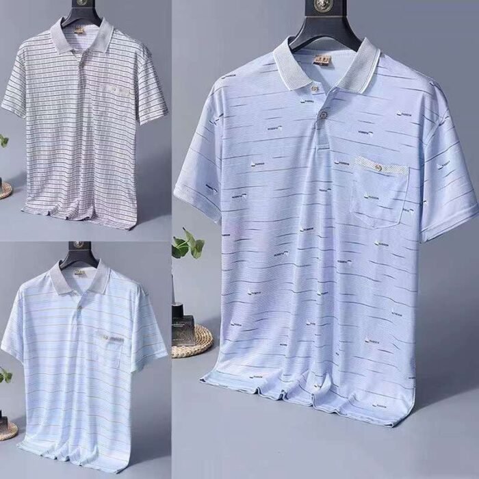 Factory Wholesale Ready Made Garments Stock Clearance-Mens Ice Silk Lapel Short Sleeves 5 - Tradedubai.ae Wholesale B2B Market