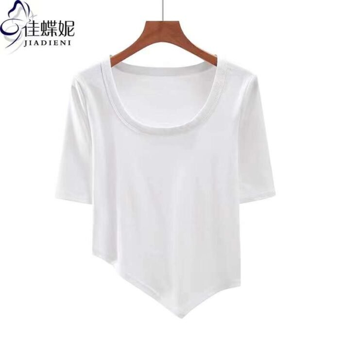 Factory Wholesale Ready Made Garments Stock Clearance- U-neck irregular hottie T-shirt - Tradedubai.ae Wholesale B2B Market