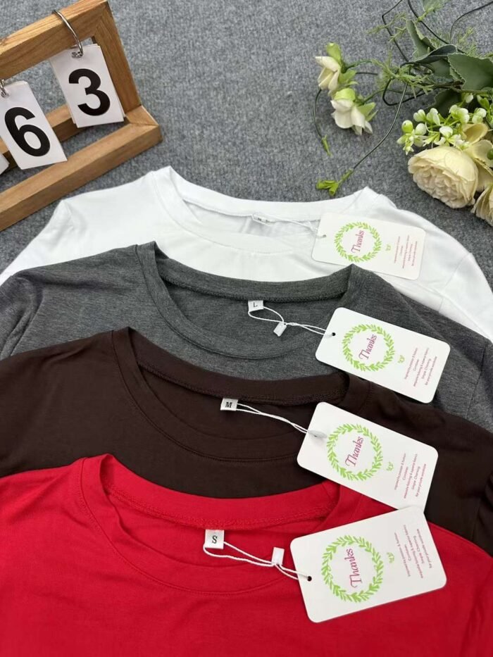 Factory Wholesale Ready Made Garments Stock Clearance- autumn solid color round neck versatile slimming long-sleeved tops 4 - Tradedubai.ae Wholesale B2B Market
