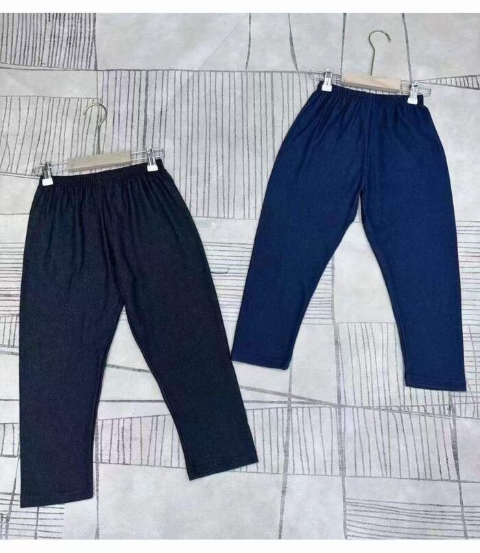 Factory Wholesale Ready Made Garments Stock Clearance-childrens elastic waist imitation denim trousers black and blue