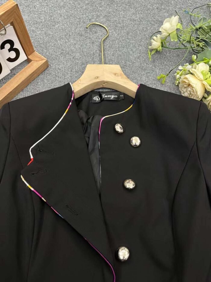 Factory Wholesale Ready Made Garments Stock Clearance-professional collarless blazers with hemmed edges and lining 4 - Tradedubai.ae Wholesale B2B Market