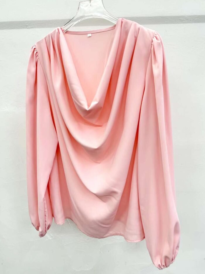 Foreign trade chiffon loose draped V-neck casual long-sleeved solid color tops - Tradedubai.ae Wholesale B2B Market