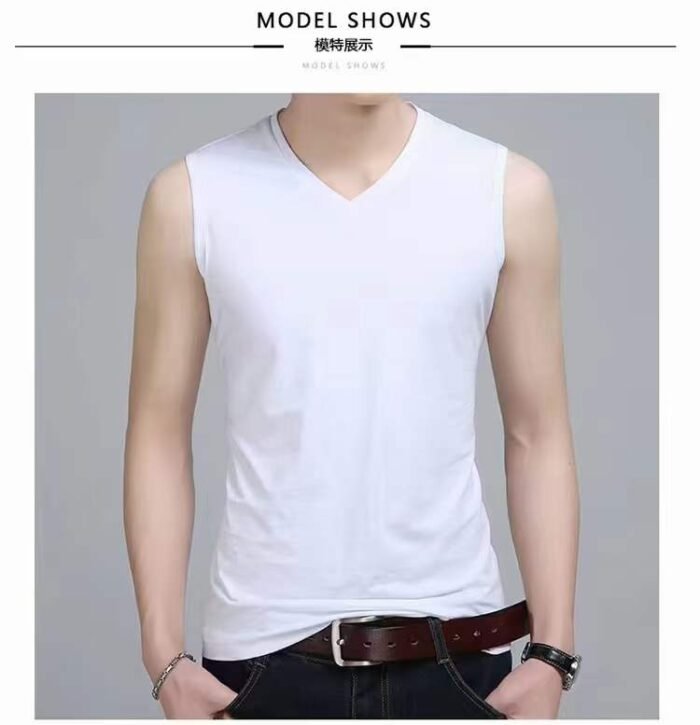 Foreign trade order white pure cotton glossy vest of the same style for men and women tie strap at the back of the bag to the shoulder - Tradedubai.ae Wholesale B2B Market