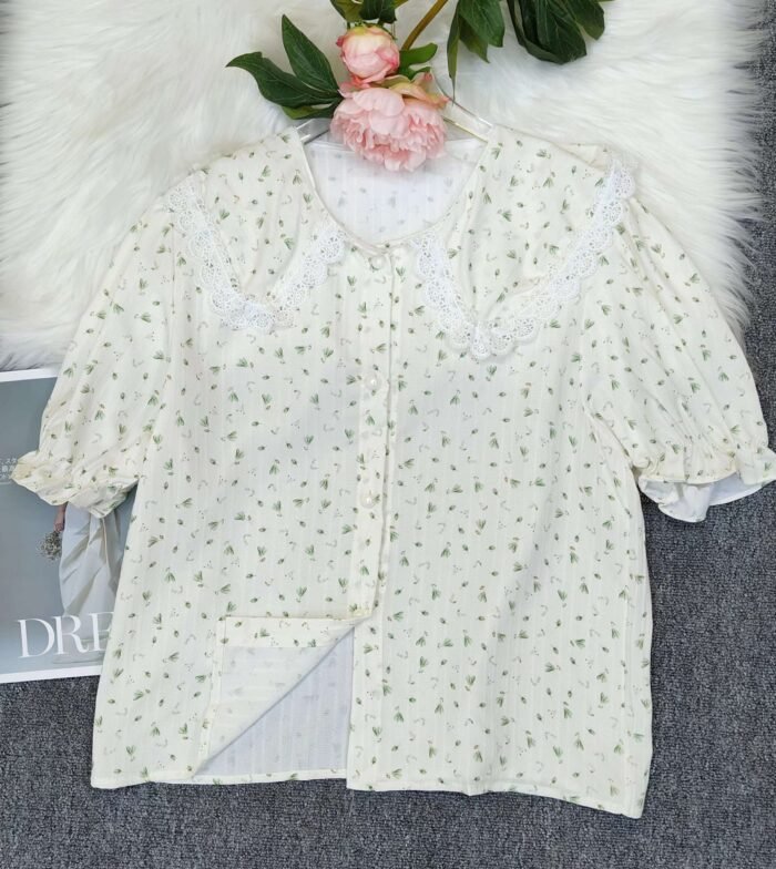 French doll collar puff sleeve floral chiffon shirts - Tradedubai.ae Wholesale B2B Market