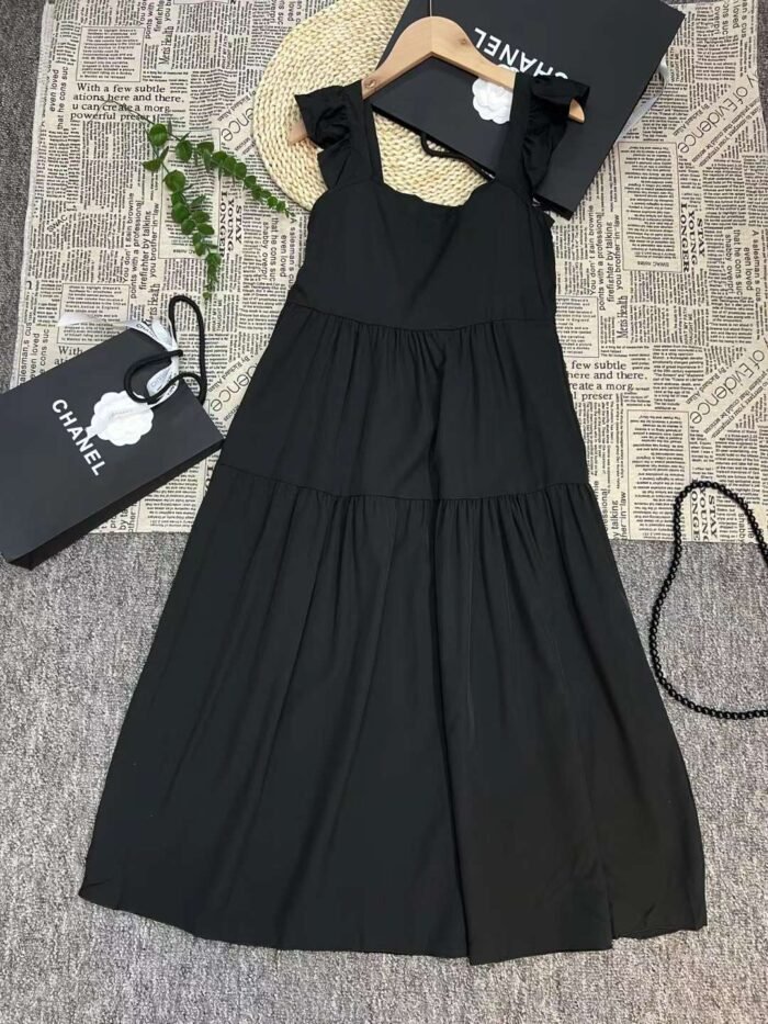 French long chiffon dress elasticated suitable for both fat and thin people single style black 1 - Tradedubai.ae Wholesale B2B Market