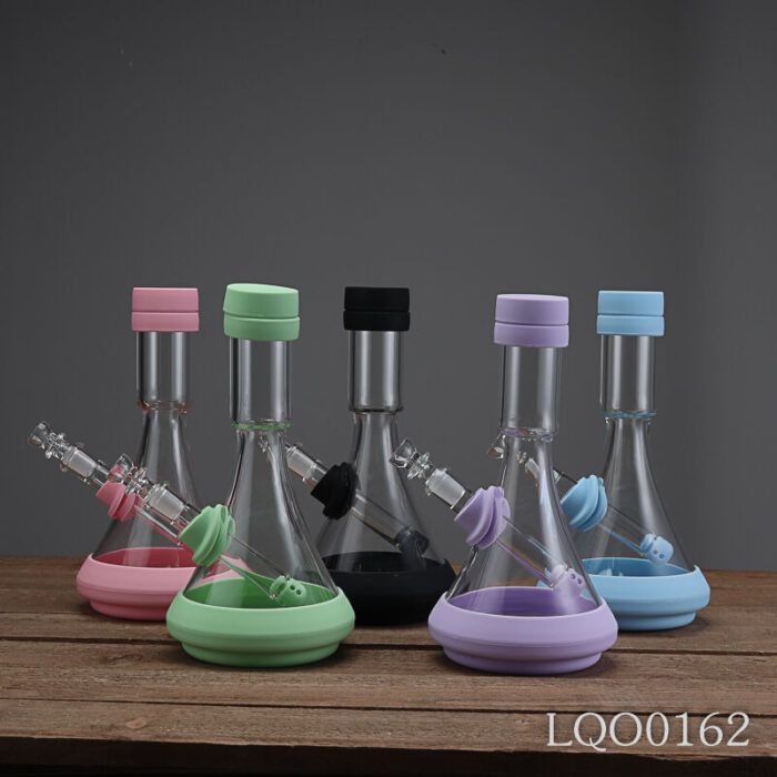 GRAV Deco Beaker with Silicone Skin Glass Bong Waterpipe Weed Bong - Hookah Shisha