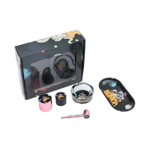 High Quality OEM ODM Smoking Accessoires Kit Rolling Tray Storage Jar Round Glass Ashtray Metal Pipe Herb Grinder 5 Smoking Set3 - Tradedubai.ae Wholesale B2B Market