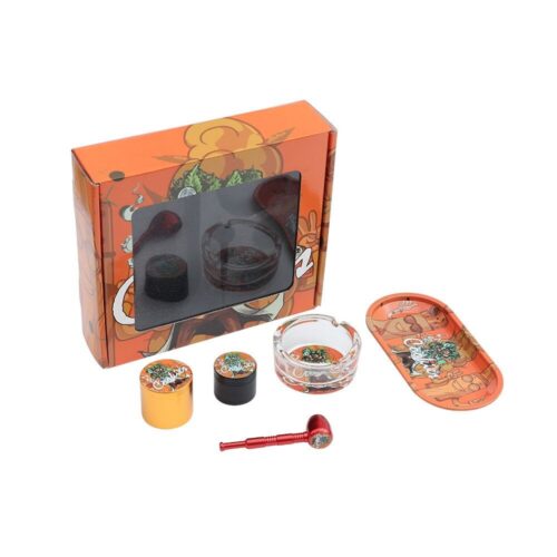 High Quality OEM ODM Smoking Accessoires Kit Rolling Tray Storage Jar Round Glass Ashtray Metal Pipe Herb Grinder 5 Smoking Set3 - Tradedubai.ae Wholesale B2B Market