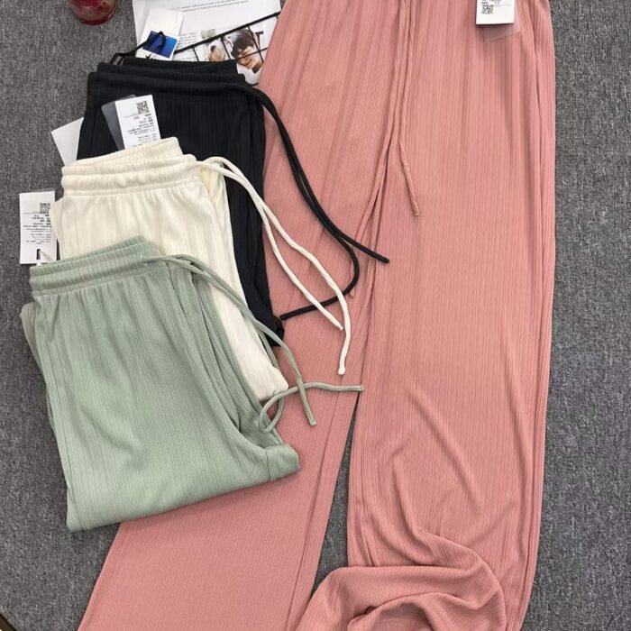 High-quality brand womens summer thin high-waisted and slimming ice silk straight-leg floor mopping pants - Tradedubai.ae Wholesale B2B Market