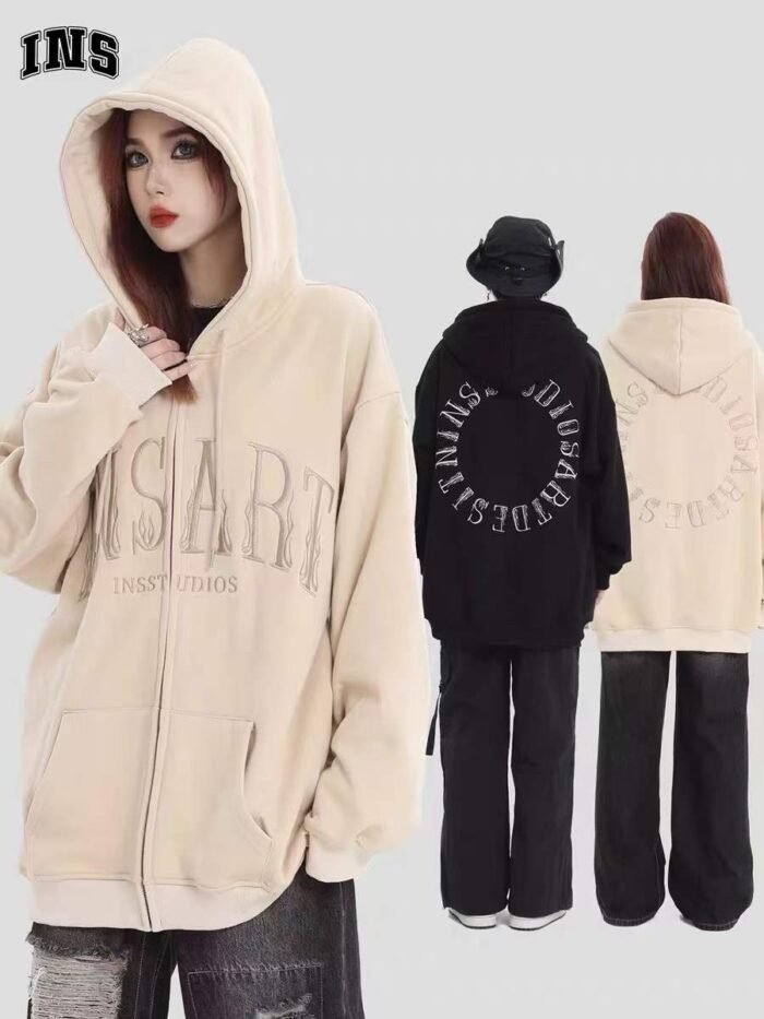 High-quality heavy-duty embroidered thickened velvet loose large-fit double-layer hooded sweatshirts - Tradedubai.ae Wholesale B2B Market