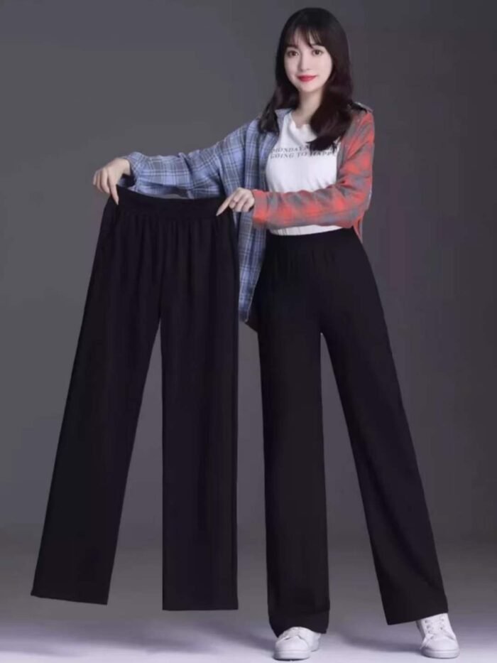 High-waisted straight casual pants with elastic - Tradedubai.ae Wholesale B2B Market