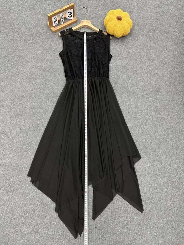 Irregular lace spliced ​​sleeveless elastic high-waist slim vest dress - Tradedubai.ae Wholesale B2B Market