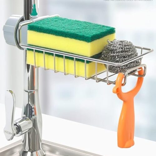 Kitchen Sink Sponge HolderUpgraded Faucet Storage Rack Sink Sponge Box StorageBathroom Pendant Soap Shampoo Storage Rack 4