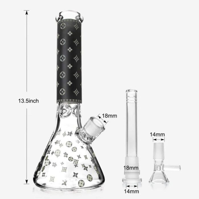 LV Theme Smoking Water Pipe Glass Bong Beaker - Hookah Shisha