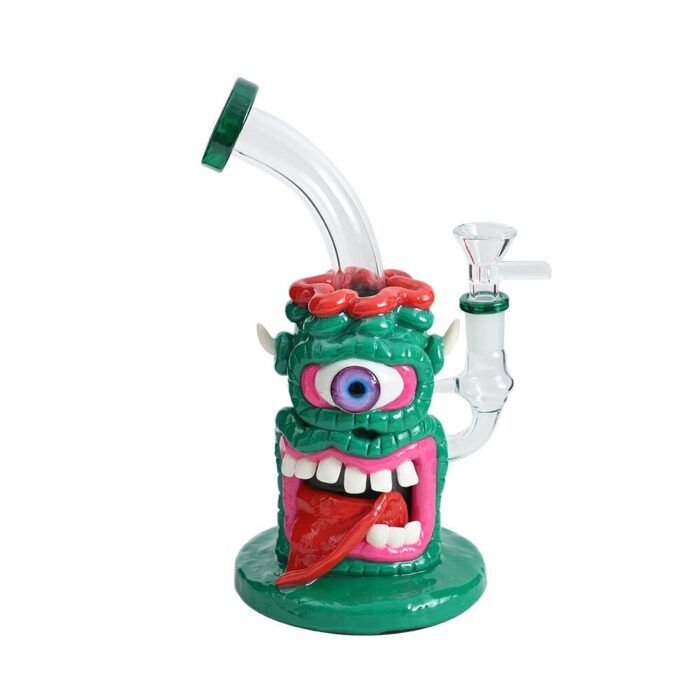 Manufacturer Factory Price Custom Logo 14 inch Clay Art Colored Drawing One-Eyed Monster Weed Bong Water Pipe Glass Bong Bubbler - Hookah Shisha