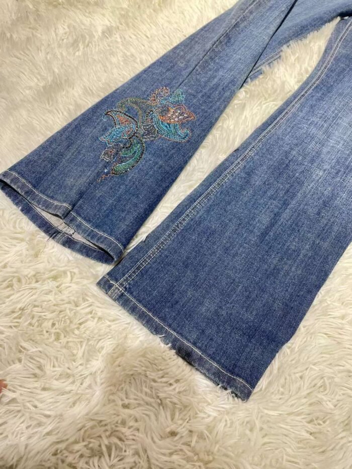 New Chinese style embroidered bootcut jeans micro-elastic5 - Tradedubai.ae Wholesale B2B Market