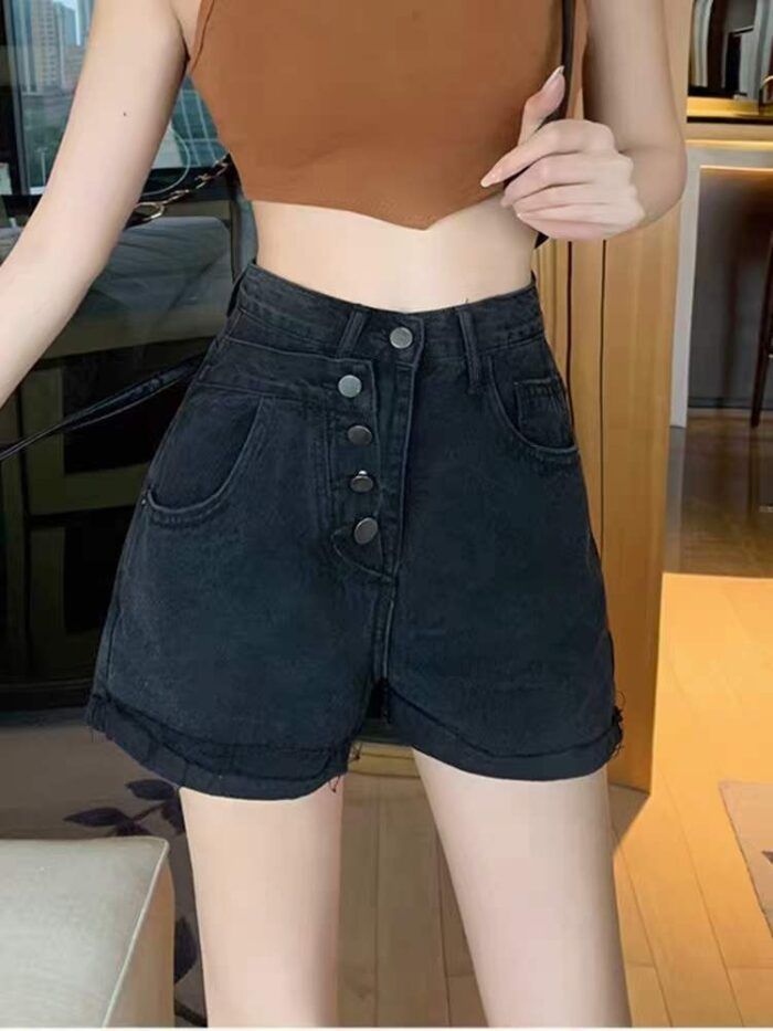 New HyunA style high-waist slim summer wide-leg denim shorts 1 - Tradedubai.ae Wholesale B2B Market