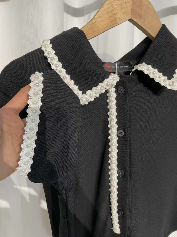 New arrival Heavy beading design discreet leaky waist small fragrant style Polo collar dress - Tradedubai.ae Wholesale B2B Market