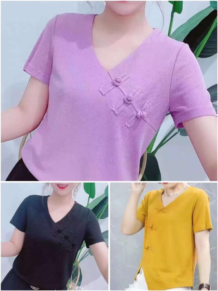 Retro buttoned short-sleeved long-sleeved loose slimming top5 - Tradedubai.ae Wholesale B2B Market