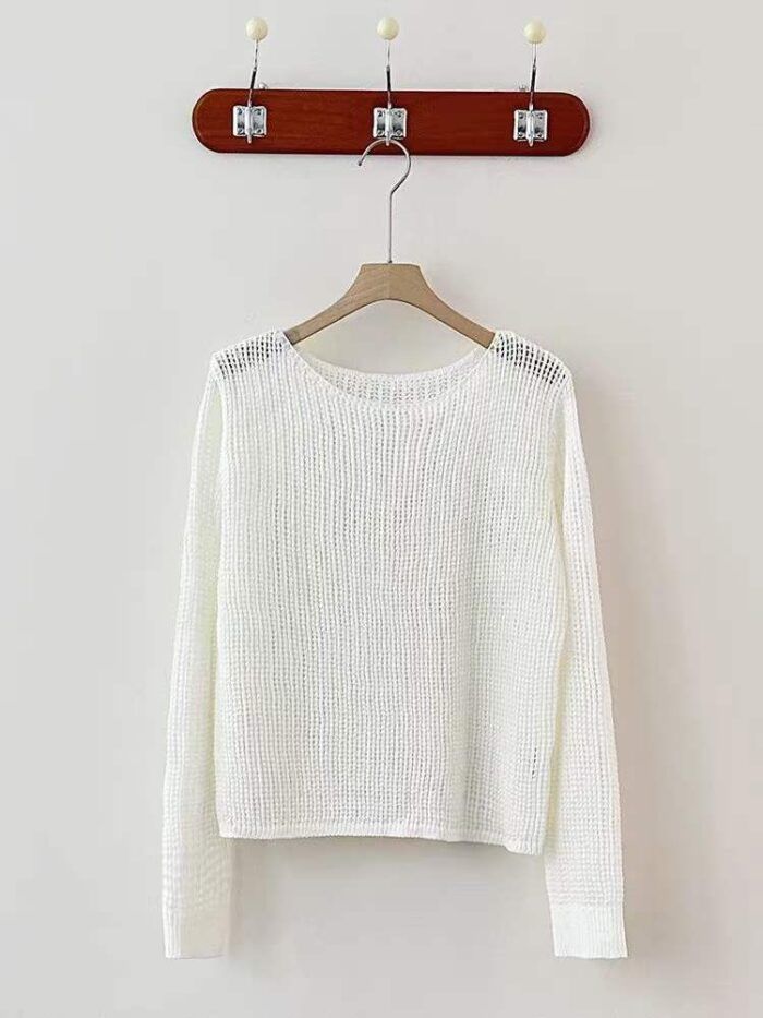 Round neck hollowed out loose versatile sweet and lazy knitted sweater for women - Tradedubai.ae Wholesale B2B Market