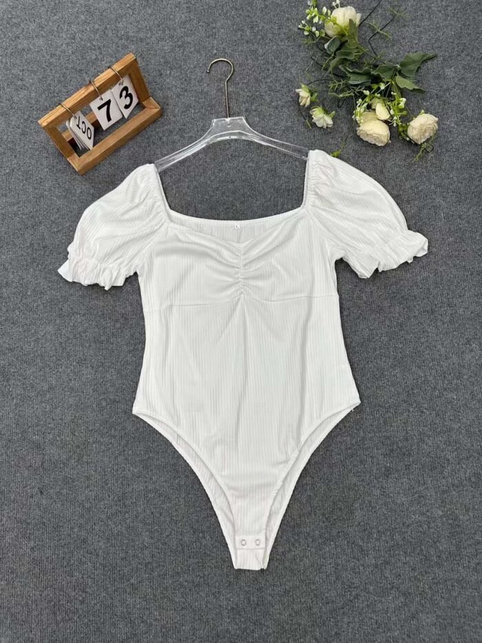 Sexy hot girl cotton onesies Ruffled puff sleeves pleated bust design - Tradedubai.ae Wholesale B2B Market