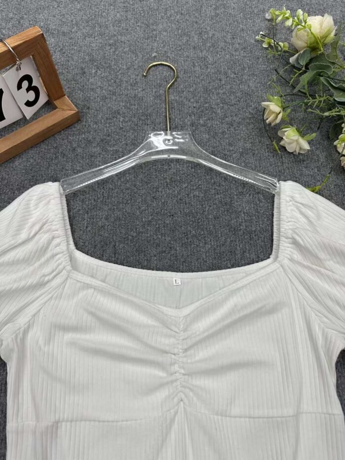 Sexy hot girl cotton onesies Ruffled puff sleeves pleated bust design - Tradedubai.ae Wholesale B2B Market