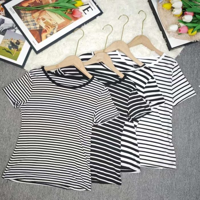 Slim-fitting striped short-sleeved womens T-shirts for beautiful girls5 - Tradedubai.ae Wholesale B2B Market